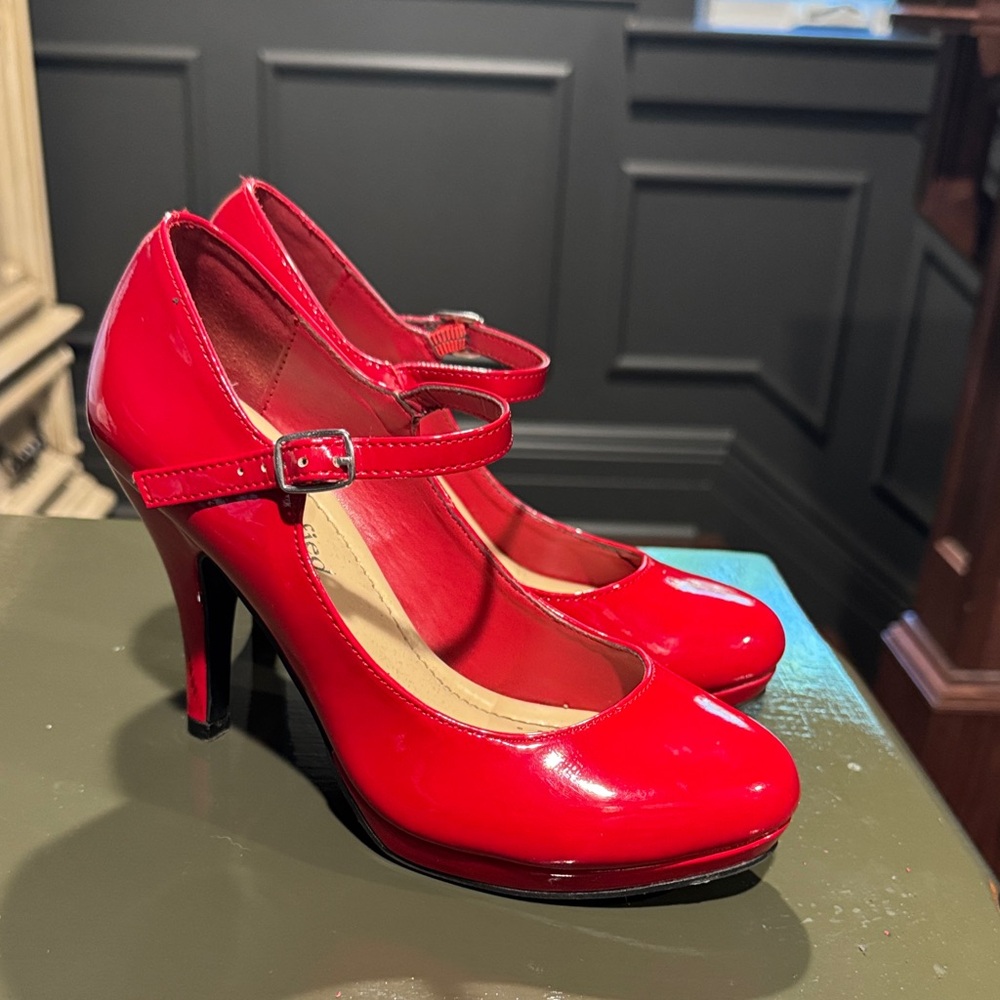 Elegant Red Mary Jane Heels